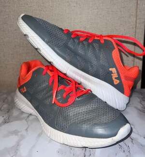 Fila Women's Memory Foam Running Shoes Grey Orange Size 6.5
